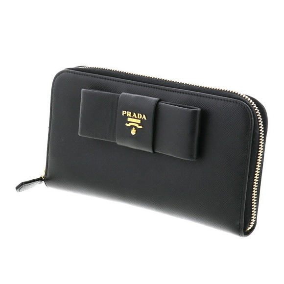 Prada Ribbon Fastener Long Wallet Safiano BlackBlack - Picture 2 of 6